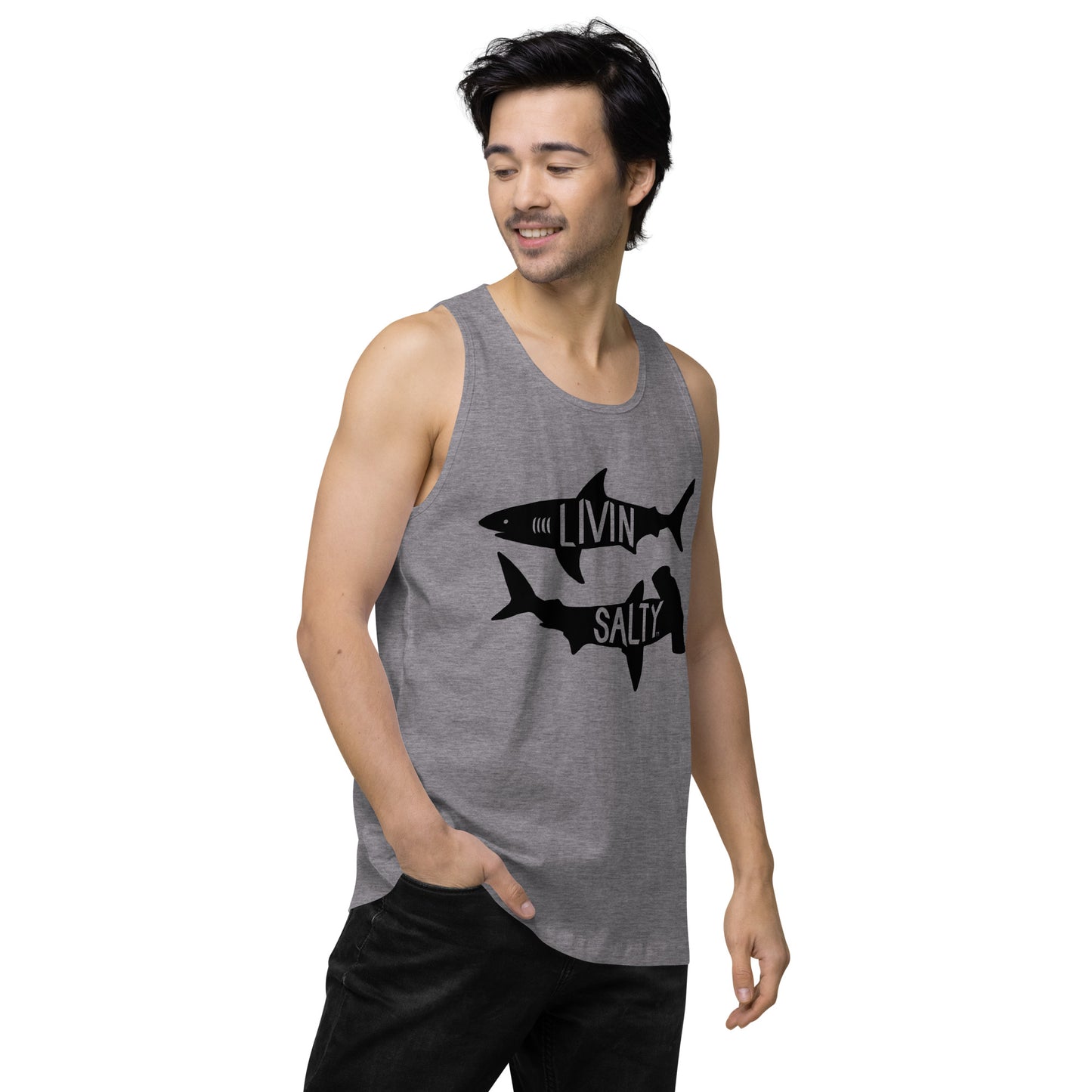 Men’s LIVIN SALTY black shark tank top