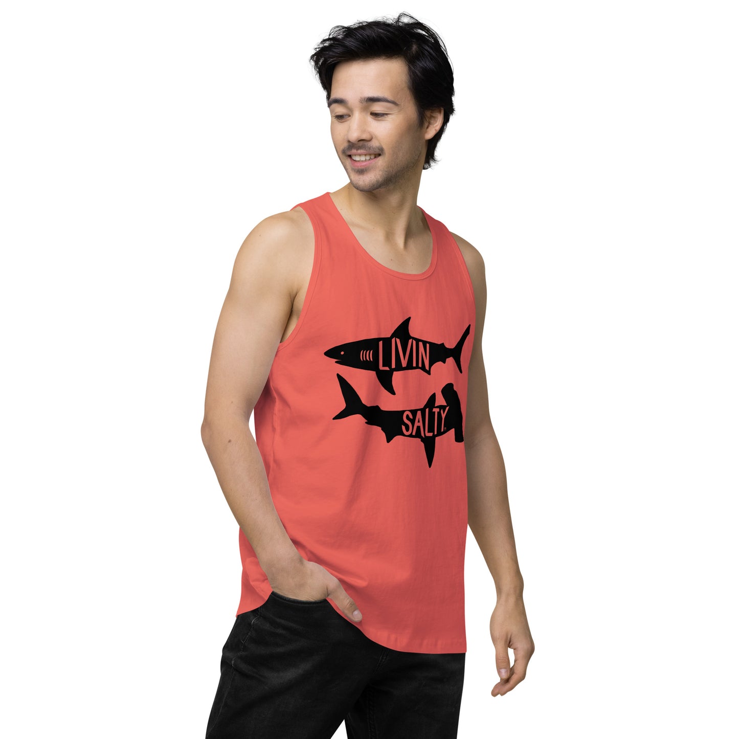 Men’s LIVIN SALTY black shark tank top