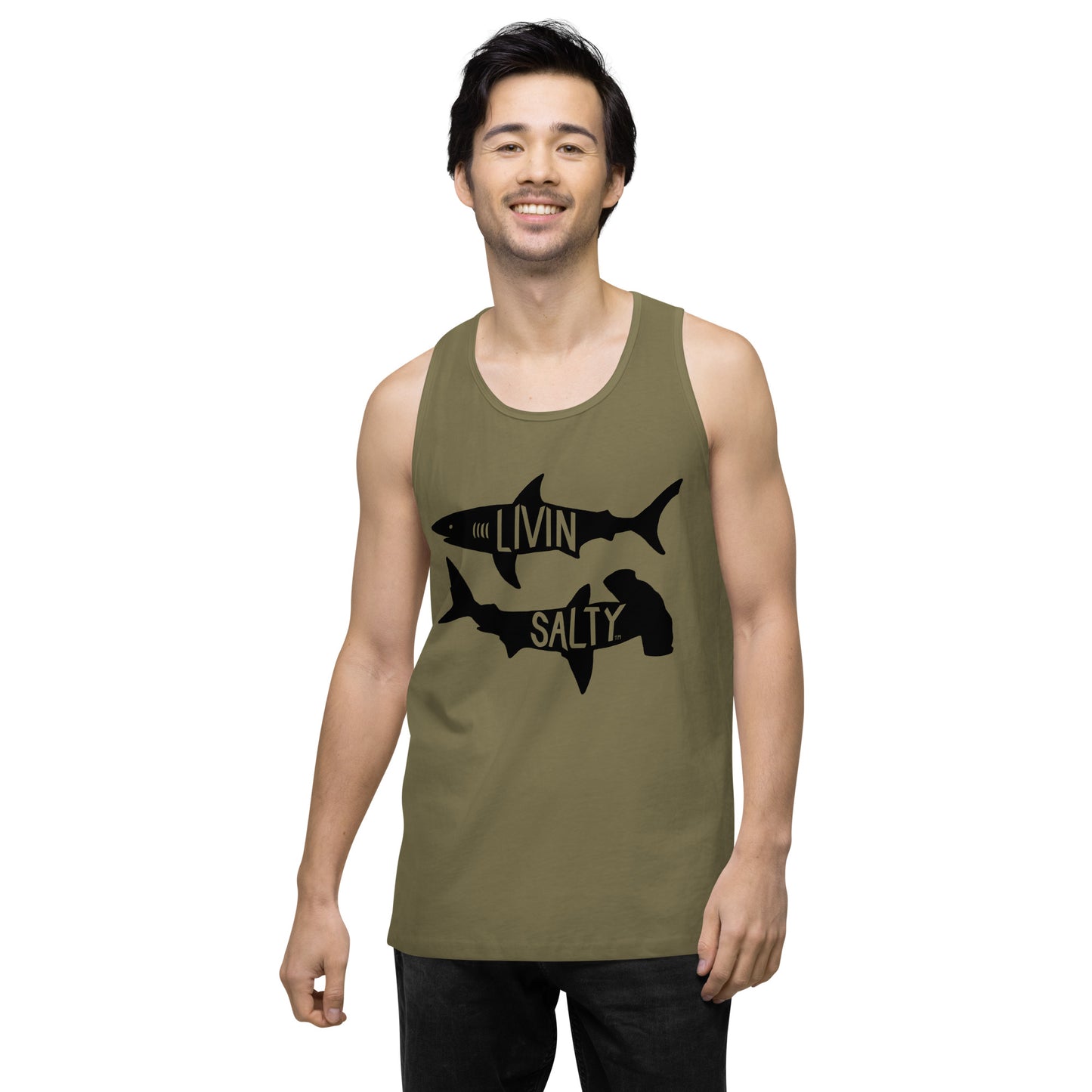 Men’s LIVIN SALTY black shark tank top