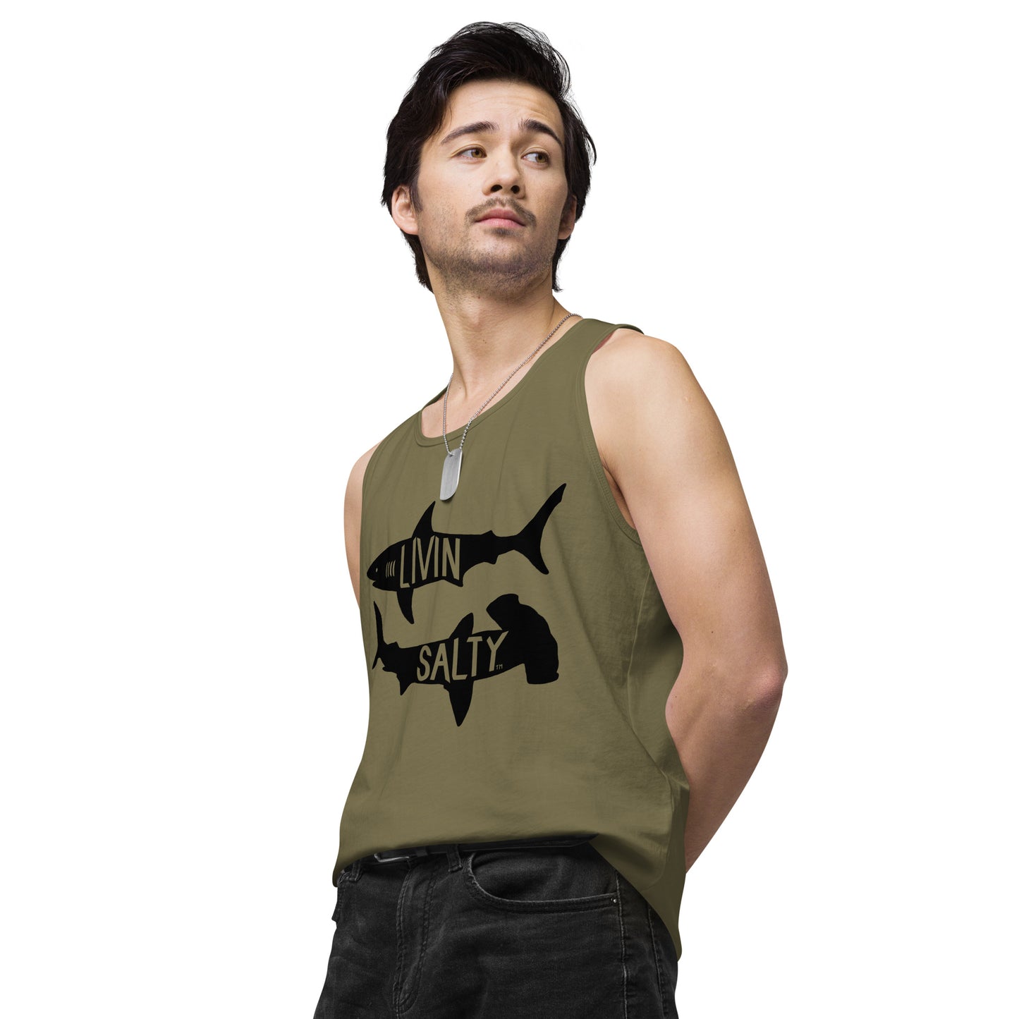 Men’s LIVIN SALTY black shark tank top