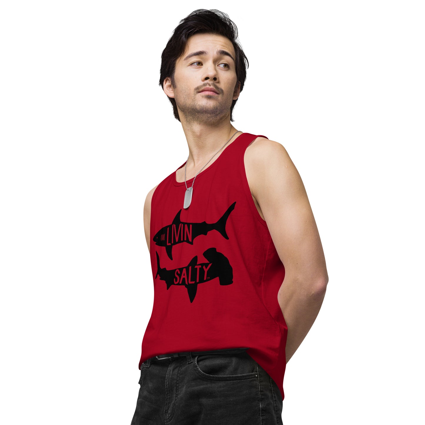Men’s LIVIN SALTY black shark tank top