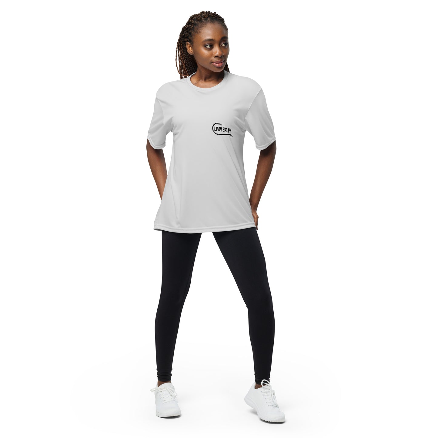 Dry fit LIVIN SALTY palm trees/sunset t-shirt